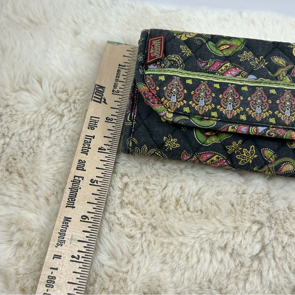 Black and Green Floral Wallet with Geometric Band Wallet‎ or Fanny Pack